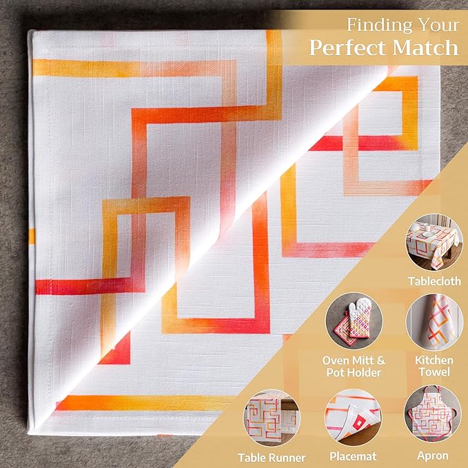 Maison d' Hermine 100% Cotton Cloth Napkins Set of 4 Everyday Reusable Square Napkins Cloth Washable Dinner Party Wedding Restaurant Hotel Kitchen Spring Summer (Summer Maze, 20" x 20")