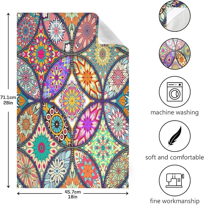 STAYTOP 1Pcs Boho Mandala Native Kitchen Dish Towel Set Baking Kitchen Towels Dishcloths Sets Fast Drying Kitchen Towels Tea Towels Gift Set for Drying Cleaning Cooking Baking