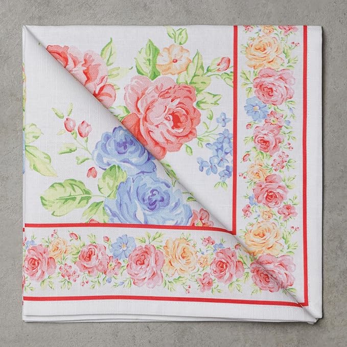 Maison d' Hermine 100% Cotton Cloth Napkins Set of 4 Everyday Reusable Square Napkins Cloth Washable Dinner Party Wedding Restaurant Hotel Kitchen Spring Summer (Vintage Floral, 20" x 20")