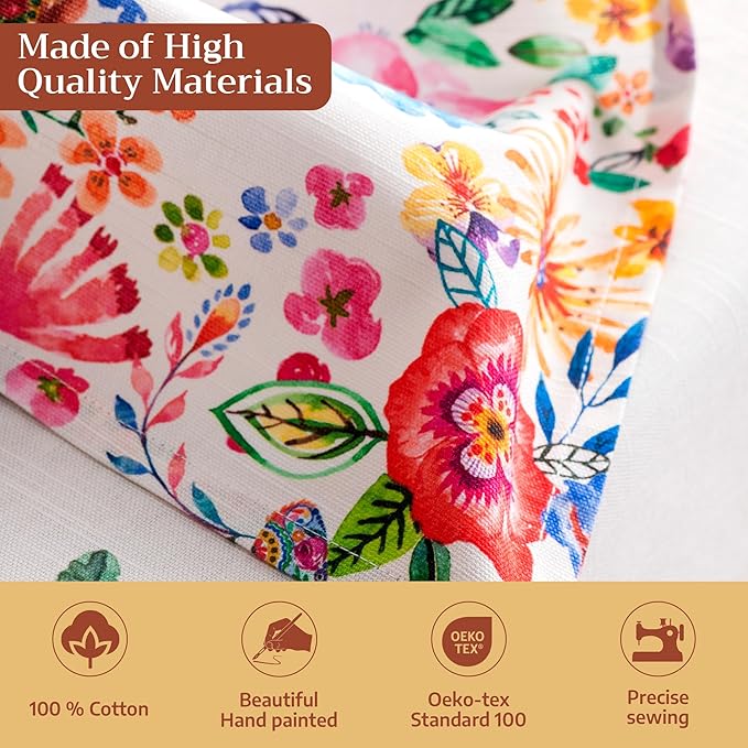 Maison d' Hermine 100% Cotton Cloth Napkins Set of 4 Everyday Reusable Square Napkins Cloth Washable Dinner Party Wedding Restaurant Hotel Kitchen Spring Summer(Happy Florals - High Summer, 20" x 20")