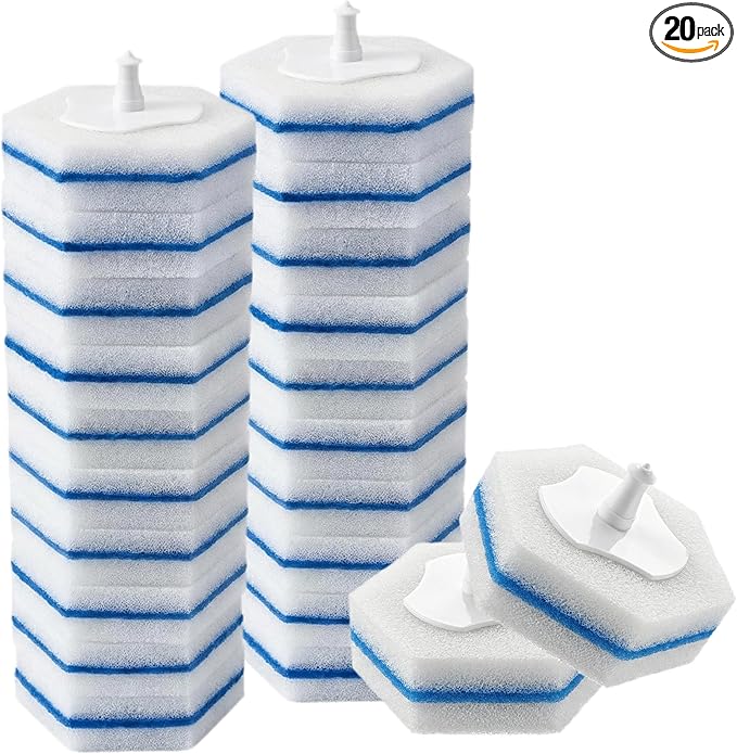 Toilet Wand Refills Compatible with Clorox Toilet Wand, 20 Count Disposable Refill Heads for Deep Foaming Cleaning