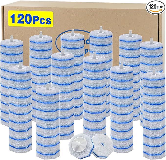 120 Count Toilet Bowl Wand Refills for Clorox, Disposable Head Compatible with Clorox Toilet Bowl Wand Cleaning System, Upgrade Fiber Bowl Cleaner Brush for Closestool Cleaning.