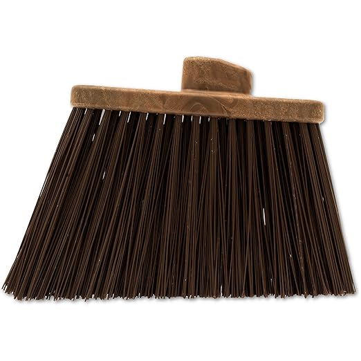 SPARTA Plastic Broom Head, Angled, Un-Flagged for Large Debris Indoor, Outdoor, Home, Restaurant, Lobby, Office, 12 Inches, Brown, (Pack of 12)