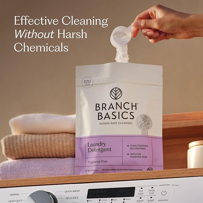Branch Basics Laundry Detergent – 2 Pack, 4lbs per | Plant & Mineral-Based Formula | Lifts Stains & Removes Odor | Plastic-Free, Fragrance-Free & Safe for Sensitive Skin