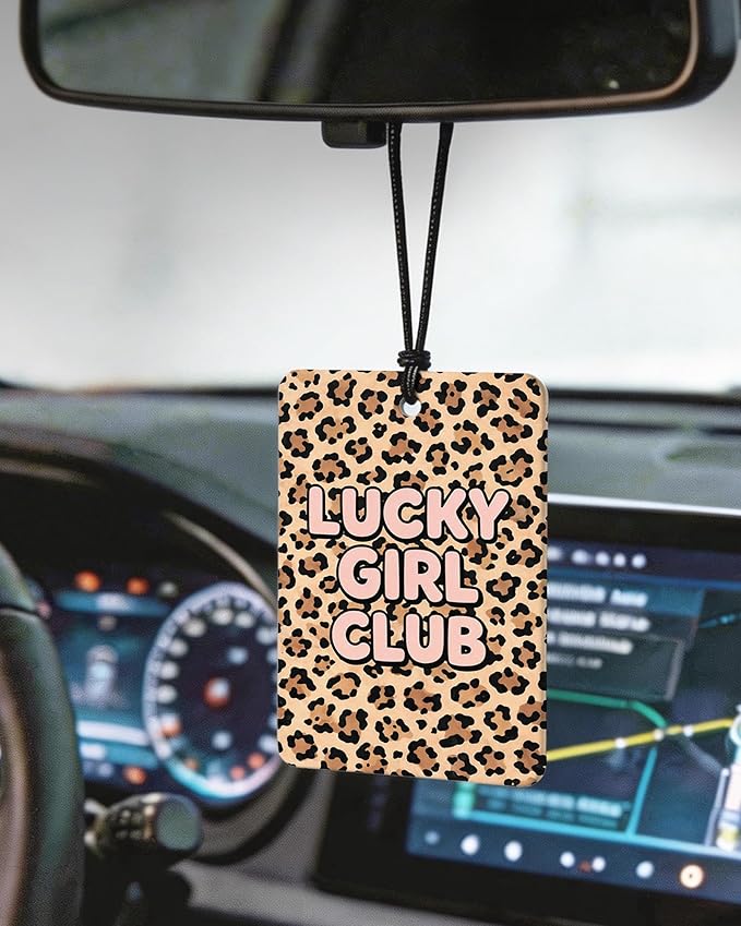 Funky Leopard Bow Orange Citrus Car Air Freshener 4pcs, Girly Y2k Lucky 8 Ball Cheetah Hanging Scents Car Accessories Interior Mirror Decor for Women Girls