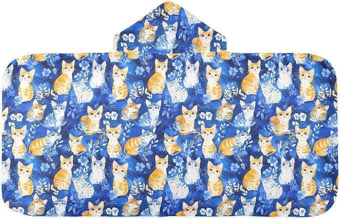 Toddler Hooded Beach Towel Funny Ragdollcats Blue Hooded Kids Beach Towel Soft Kids Bath Towels with Hood