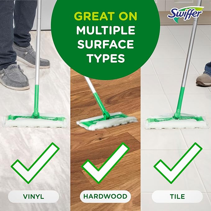 Swiffer Sweep + Mop,Dry Pads Refill,Floor Cleaner for Dirt,Dust,Hair,Cleaning Cloths for Mopping Home,Bathroom,Kitchen,Dust Mop,Floor Duster,Unscented,52ct,(Pack of 3)