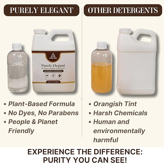 Elegant Luxury Plant-Based Laundry Detergent Lavender & Chamomile Scent, 32oz by Purely Elegant, Biodegradable, Sensitive Skin Safe, Highly Concentrated, Eco-Friendly, Paraben Free, HE Medium