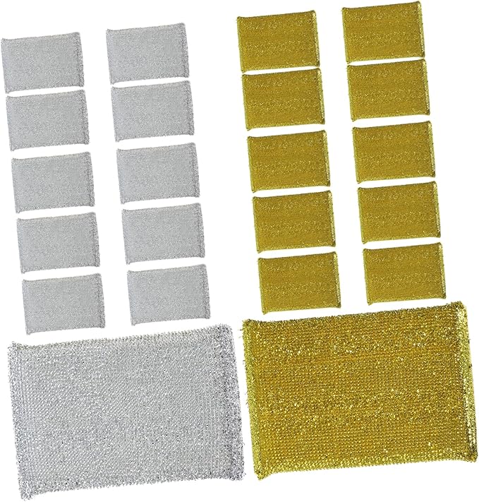 24pcs Glitter Dishwashing Sponge Pad Set Non-Scratch Kitchen Cleaning Scrub Pads for Home Use for Scouring Dishes and Pots