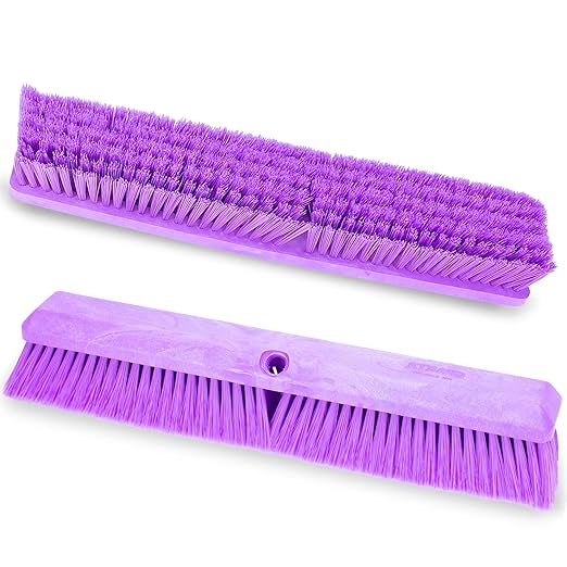 SPARTA Omni Sweep Plastic Push Broom Head, Heavy Duty, Industrial Broom With Color Code System For Outdoor, Indoor, Garage, Concrete, Patio, Kitchen, Bathroom, 18 Inches, Purple