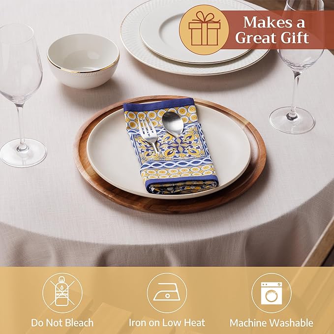 Maison d' Hermine 100% Cotton Cloth Napkins Set of 4 Everyday Reusable Square Napkins Cloth Washable Dinner Party Wedding Restaurant Hotel Kitchen Spring Summer (Ceramic, 18" x 18")
