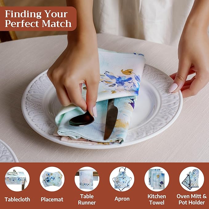 Maison d' Hermine 100% Cotton Cloth Napkins Set of 4 Everyday Reusable Square Napkins Cloth Washable Dinner Party Wedding Restaurant Hotel Kitchen Spring Summer (Lazy Summer Days, 20" x 20")