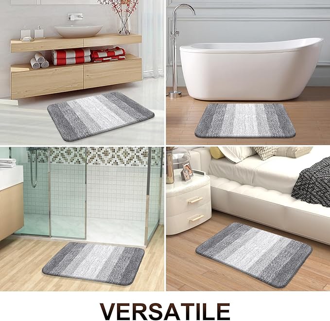OLANLY Large Bathroom Rugs Mat 44x32, Extra Soft Absorbent Microfiber Bath Rugs, Rubber Backing, Quick Dry, Washable Bath Mats for Bathroom Floor, Tub and Shower, Home Decor Accessories, Light Grey