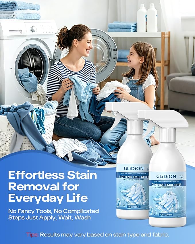 Clothing Emulsifier, Non-Ionic Laundry Pre-Treatment, Stain Remover for Oil, Sweat, Cosmetic & Food Stains, Active Enzyme Fabric Cleaner, 10 FL OZ (308ml)