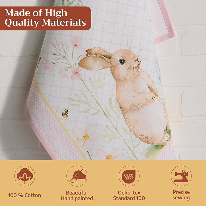 Maison d' Hermine Kitchen Towels Set of 3 100% Cotton 27.50" x 20" Reusable Cloth Tea Dish Towels Absorbent with Hanging Loop for Kitchen Farmhouse Hotel Spring Summer - Easter Dew