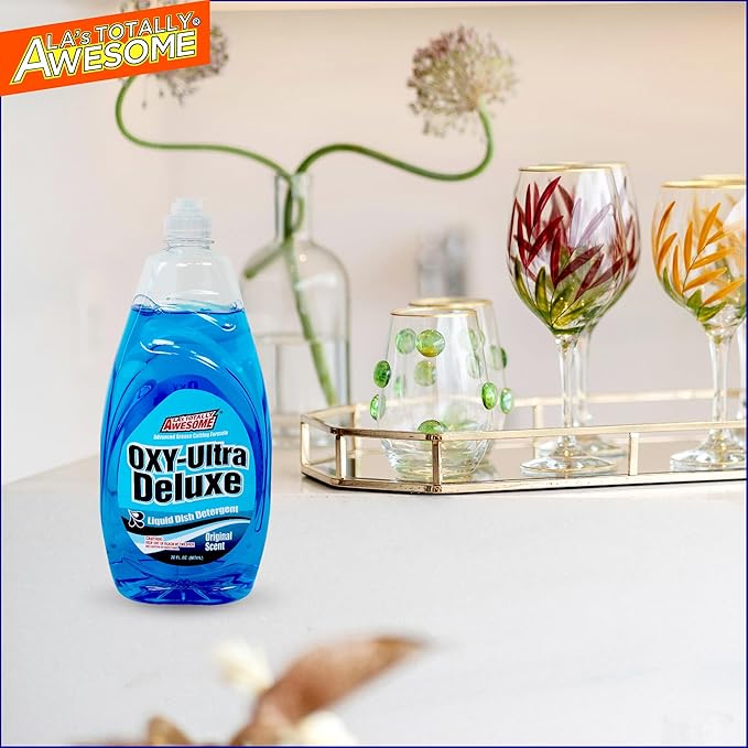 La's Totally Awesome Dish Soap Liquid – Original Scent (30 fl oz, Pack of 4) – Grease-Fighting Dishwashing Liquid from Awesome Cleaner Brand
