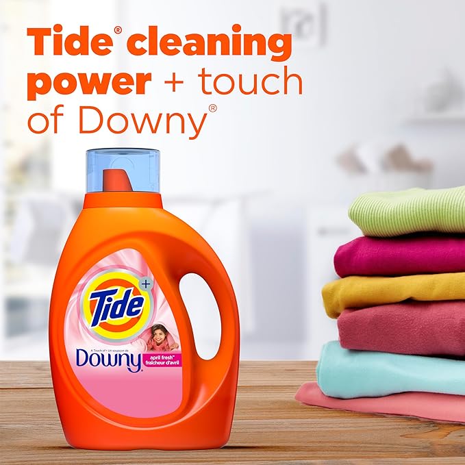 Tide with Downy Liquid Laundry Detergent Soap, High Efficiency (HE), April Fresh Scent, 59 Loads (92 Fl Oz)