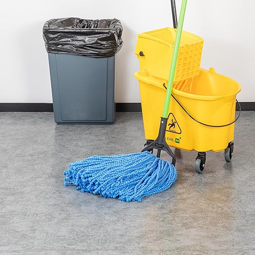 Restaurantware-MOP HEAD ONLY: Clean Tek Professional 24 Ounce Wet Mop Head, 1 Cut End Refill - Handle Sold Separately, 1.25 Inch Headband, Microfiber Blue Replacement, Reusable