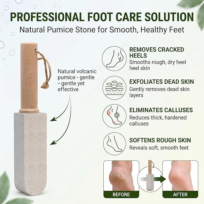 2-in-1 Natural Pumice Stone: Foot File & Multi-Surface Cleaner for Toilet, Tile, Bathroom – Removes Hard Water Rings, Rust, Calluses – Hygienic No-Touch Use, Non-Scratch, Shapeable – 2 Pack