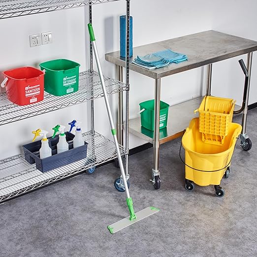 Restaurantware-Clean Tek Professional 17.7 Inch Flat Mop Plate Frame, 1 Quick Connect Mop Frame for Wet Or Dry Pads - Pads Sold Separately, Durable, Green Aluminum Cleaning Pad Base