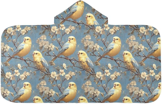 Beach Towel Beauty Budgerigar Neutral Hooded Kids Beach Towel Lightweight Toddler Bath Towel