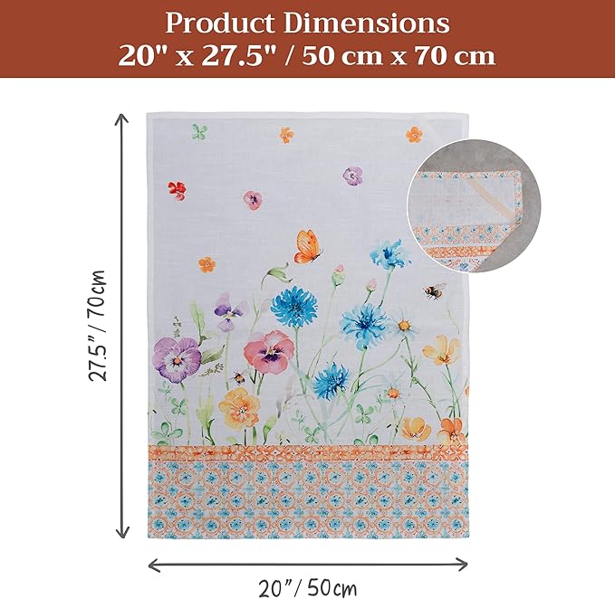 Maison d' Hermine Kitchen Towels Set of 3 100% Cotton 27.50" x 20" Reusable Cloth Tea Dish Towels Absorbent with Hanging Loop for Kitchen Farmhouse Hotel Spring Summer - Summer Whisper