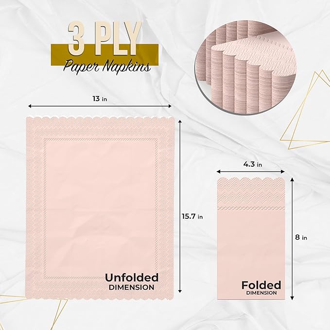 Party Solids Peach Scalloped Napkins Disposable 20 Pcs 3-Ply Peach Scalloped Dinner Napkins Disposable Decorative for Dinners & Parties, Paper Guest Towels for Bathroom & Party Supplies