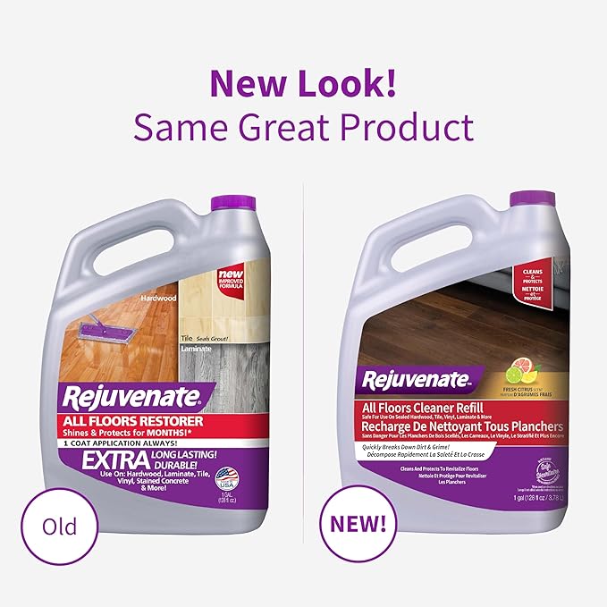 Rejuvenate All Floors Cleaner Refill, Breaks Down Dirt and Grime, Cleans and Protects Floors Throughout Your Home, Including Sealed Hardwood, Tile, Vinyl, Laminate and More, 1 Gallon
