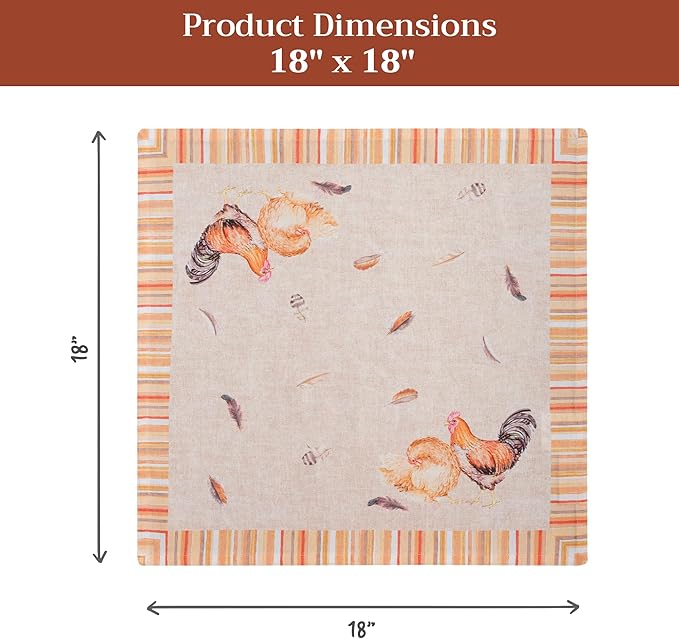 Maison d' Hermine 100% Cotton Cloth Napkins Set of 4 Everyday Reusable Square Napkins Cloth Washable Dinner Party Wedding Restaurant Hotel Kitchen Spring Summer (Barnyard Rooster, 18" x 18")