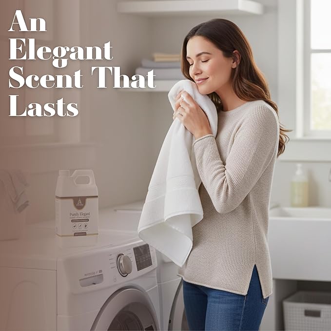 Elegant Luxury Plant-Based Laundry Detergent Amber & Moss Scent, 32oz by Purely Elegant, Biodegradable, Highly Concentrated, Eco-Friendly, Sensitive Skin Safe, Paraben Free, HE, Medium Bottle
