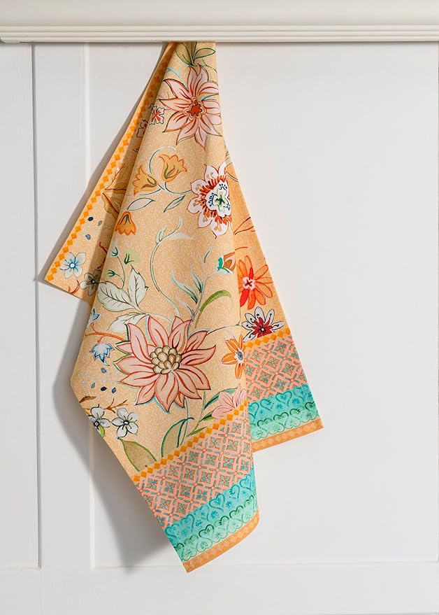 Maison d' Hermine Kitchen Towels Set of 3 100% Cotton 27.50" x 20" Reusable Cloth Tea Dish Towels Absorbent with Hanging Loop for Kitchen Farmhouse Hotel Spring Summer - Luxury Loft - Peach