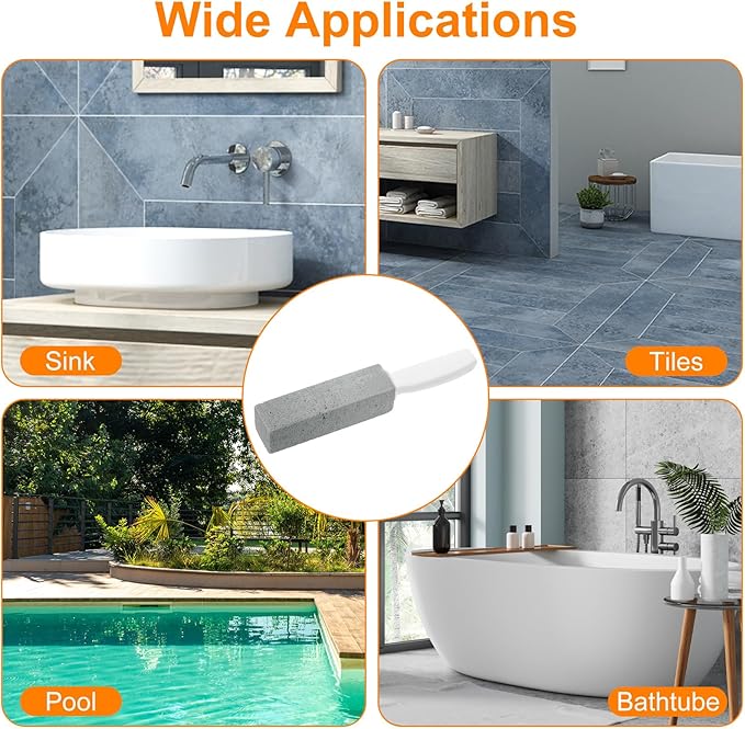 HARFINGTON 4pcs Pumice Stone Toilet Bowl Cleaner with Handle for Hard Water Marks Cleaning on Toilets, Grills, Tiles, Grout, Sinks, Bathtubs, Pools, White,Gray