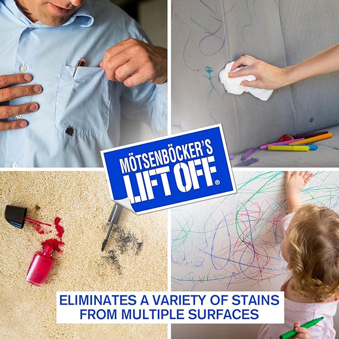 Motsenbocker's Lift Off 41001-4PK Pen, Ink & Marker Stain Remover – Removes Nail Polish, Makeup, and Dyes From Walls, Countertops, Tile, and More, Pre-Wash Laundry Treatment – 1 Gallon (Pack of 4)