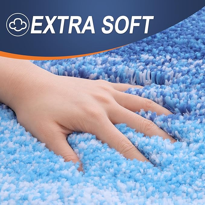 OLANLY Large Bathroom Rugs Mat 50x30, Extra Soft Absorbent Microfiber Bath Rugs, Rubber Backing, Quick Dry, Washable Bath Mats for Bathroom, Tub and Shower, Home Decor Accessories, Light Royal Blue