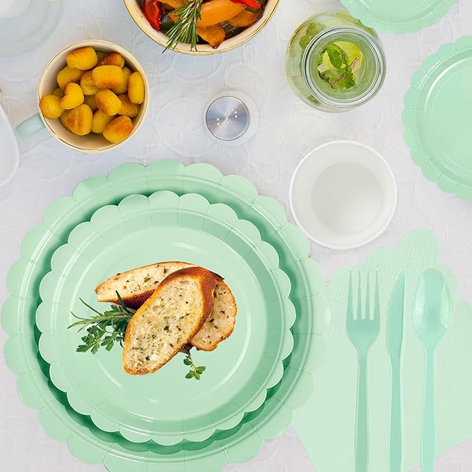 175 Pcs Pastel Plates and Napkins Party Supplies,Disposable Dinnerware Set for 25 Guests, Paper Plates Napkins Cups and Plastic Knives Forks Spoons for Birthday Wedding Party Decorations