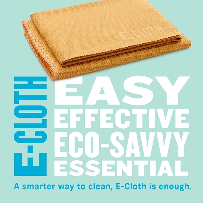 E-Cloth Microfiber Window Cleaning Cloth Kit - Glass Cleaning Cloth for Windows, Mirrors, Cars, Lenses, Eyeglasses, & More, Streak Free Clean, Machine Washable Reusable Towel - Tangerine Orange