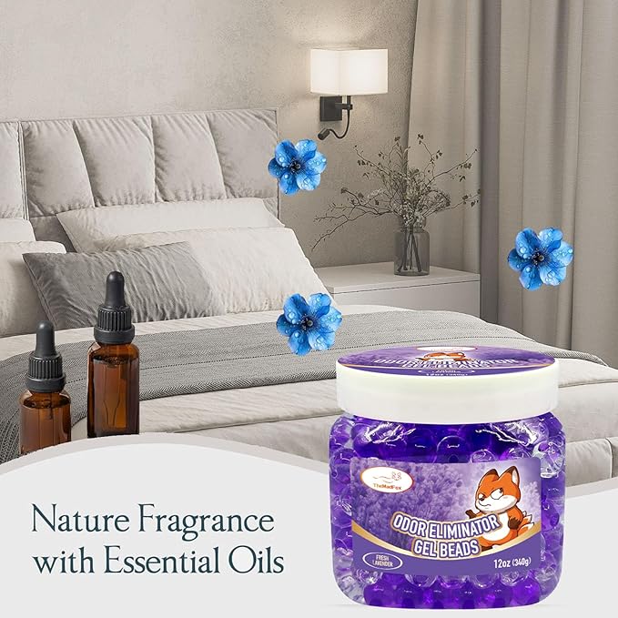 2 Pack Odor Eliminator Gel Beads, 12 oz, Air Freshener Beads for Home & Car, Pet Odor Eliminator for Bathroom, Closet, Pet Area & RVs, Long-Lasting Natural Fresh Lavender