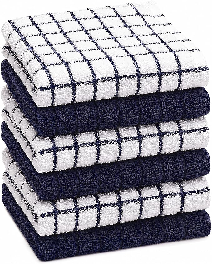 Bumble Dish Cloths (6 Pack) | 12” x 12” | 100% Cotton Kitchen Towels | 405 GSM | Soft, Highly Absorbent & Durable Dish Towels for Kitchen | Navy