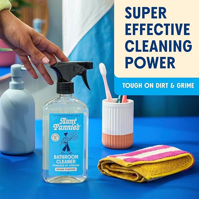 Aunt Fannie's All Purpose Bathroom Cleaner Vinegar Spray for Shower, Tub, Toilet, Tile, Sink and Fixtures, 16.9 Ounces (Pack of 1)