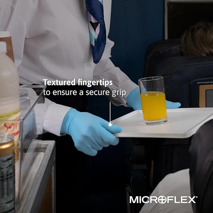 Microflex 92-134 Disposable Nitrile Gloves for Cleaning w/Textured Fingertips