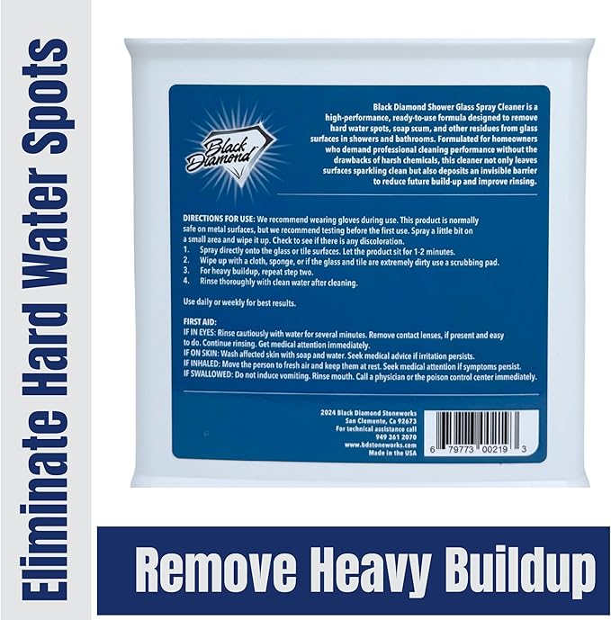 Shower Glass Cleaner – Professional Strength Shower Door & Tile Spray - Removes Hard Water Stains, Soap Scum & Water Spots, Non-Abrasive, Prevents Resoiling (160 Fl Oz (Pack of 1))