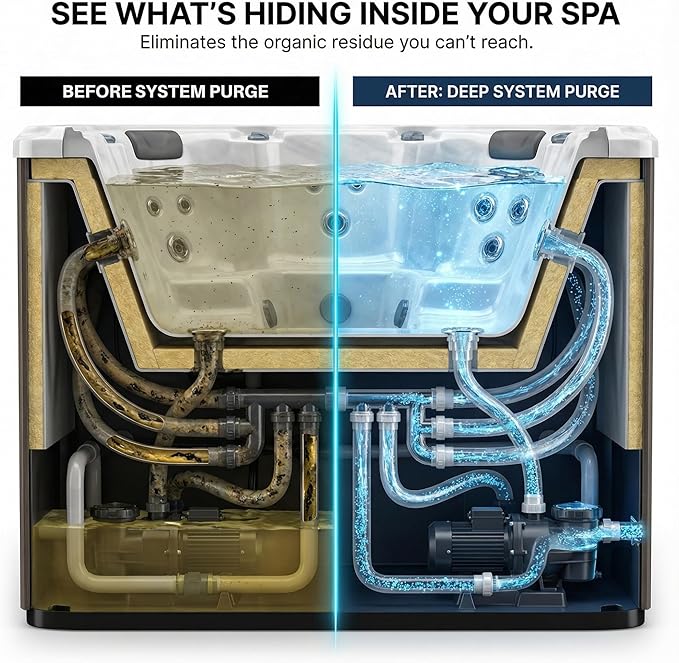 Hot Tub Jet Cleaner - 1 Gallon - Spa Line Flush & Spa System Flush - Jet Tub Cleaner for Jets, Lines & Tubes - Pipe & Line Purge Before Drain Refill - Made in USA - BubbyShine