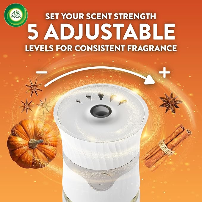 Air Wick Plug In Scented Oil Refill, Infused with Essential Oils, Plug In Air Fresheners for Home, Pumpkin Spice, 4 ct