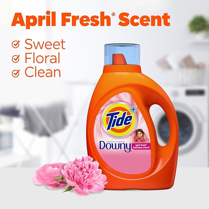 Tide with Downy Liquid Laundry Detergent Soap, High Efficiency (HE), April Fresh Scent, 59 Loads (92 Fl Oz)