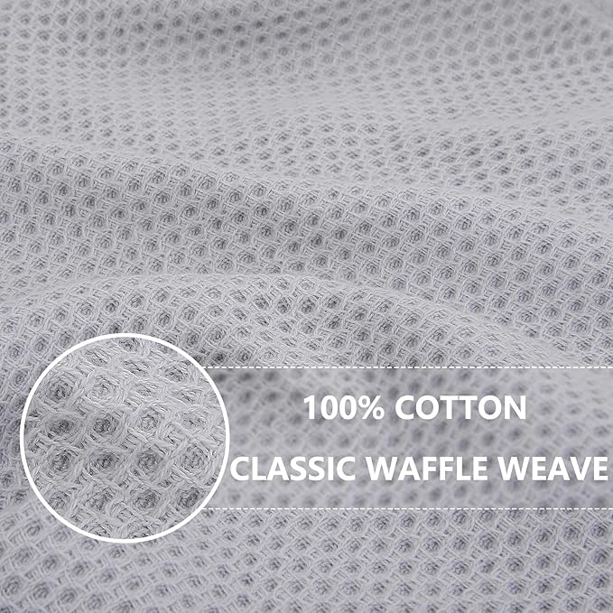 Homaxy 100% Cotton Waffle Weave Kitchen Dish Towels, Ultra Soft Absorbent Quick Drying Cleaning Towel, 13 x 28 Inches, 6-Pack, Light Gray