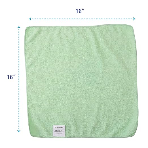 Boardwalk Microfiber Cleaning Cloths, 16 x 16, Green, 24/Pack