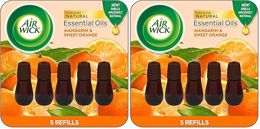 Air Wick Essential Mist Refill, 5 ct | Mandarin & Sweet Orange | Essential Oils | Air Freshener | Pack of 2