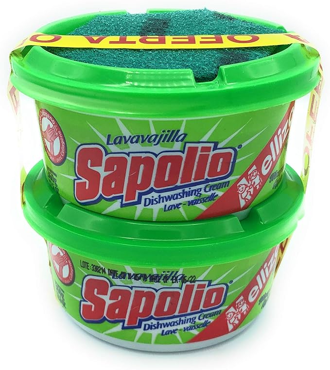 Sapolio Dishwashing Cream,Tutifruti,Lemon,Apple,Orange,360 grs,2 pack. (green)