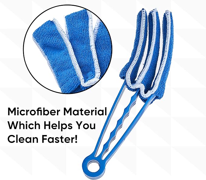 Blind Cleaner Duster Tool, Fan Blade Cleaner, Air Duct Cleaning Tools, Blue Window Blinds Cleaner with Microfiber Sleeve for Fans, Window Blinds, Vents, Shutters…(4 Pack -Superio)