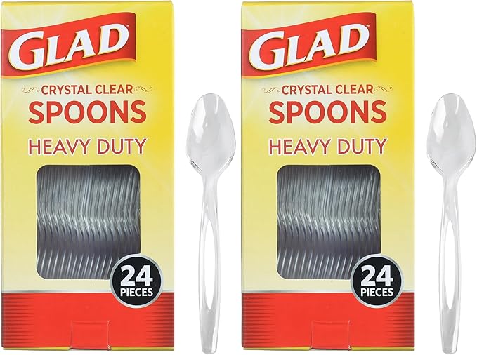 Glad Plastic Spoons, 48-Piece | Heavy Duty | Disposable | Clear | Standard Size